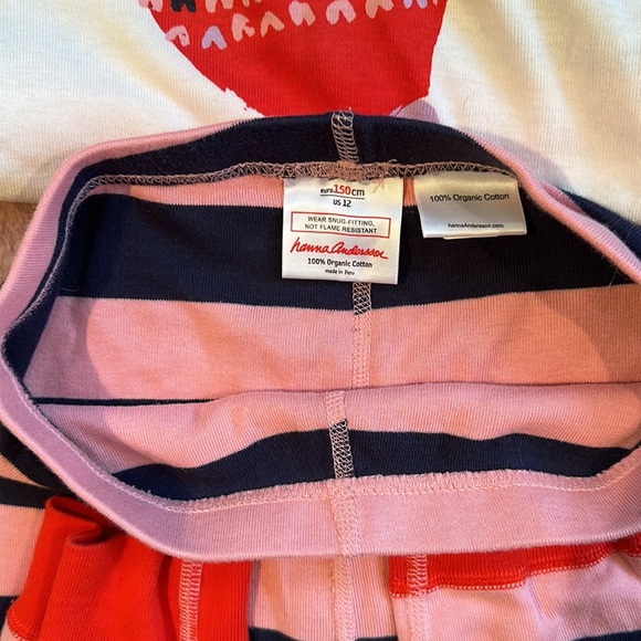 NWOT Hanna Andersson girls’ pajamas, size 150 (12), pink and blue w/ cat - Picture 6 of 10